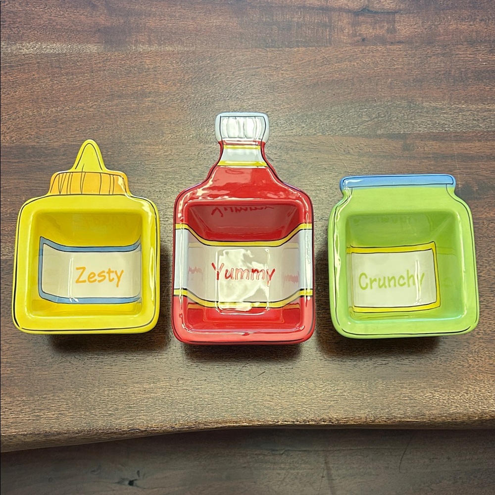 Hallmark Condiment Dishes Set - Yellow, Red, Green